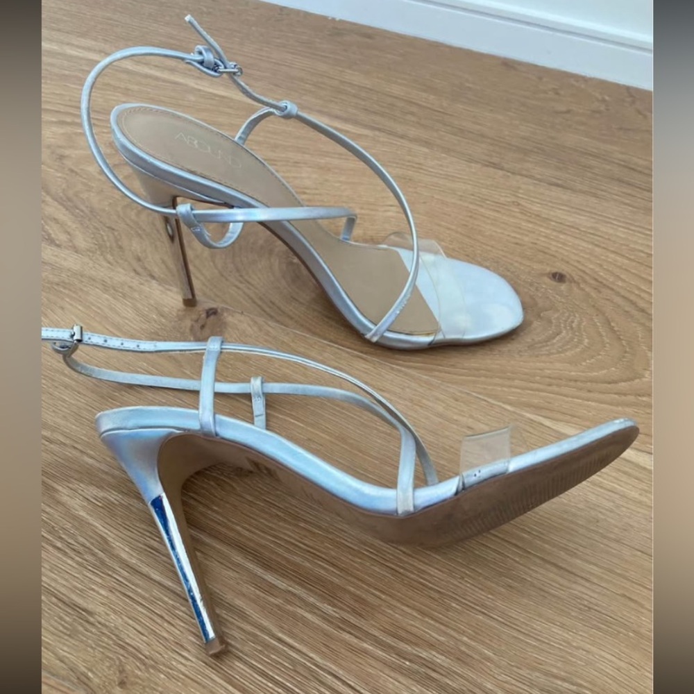 Silver strappy heels